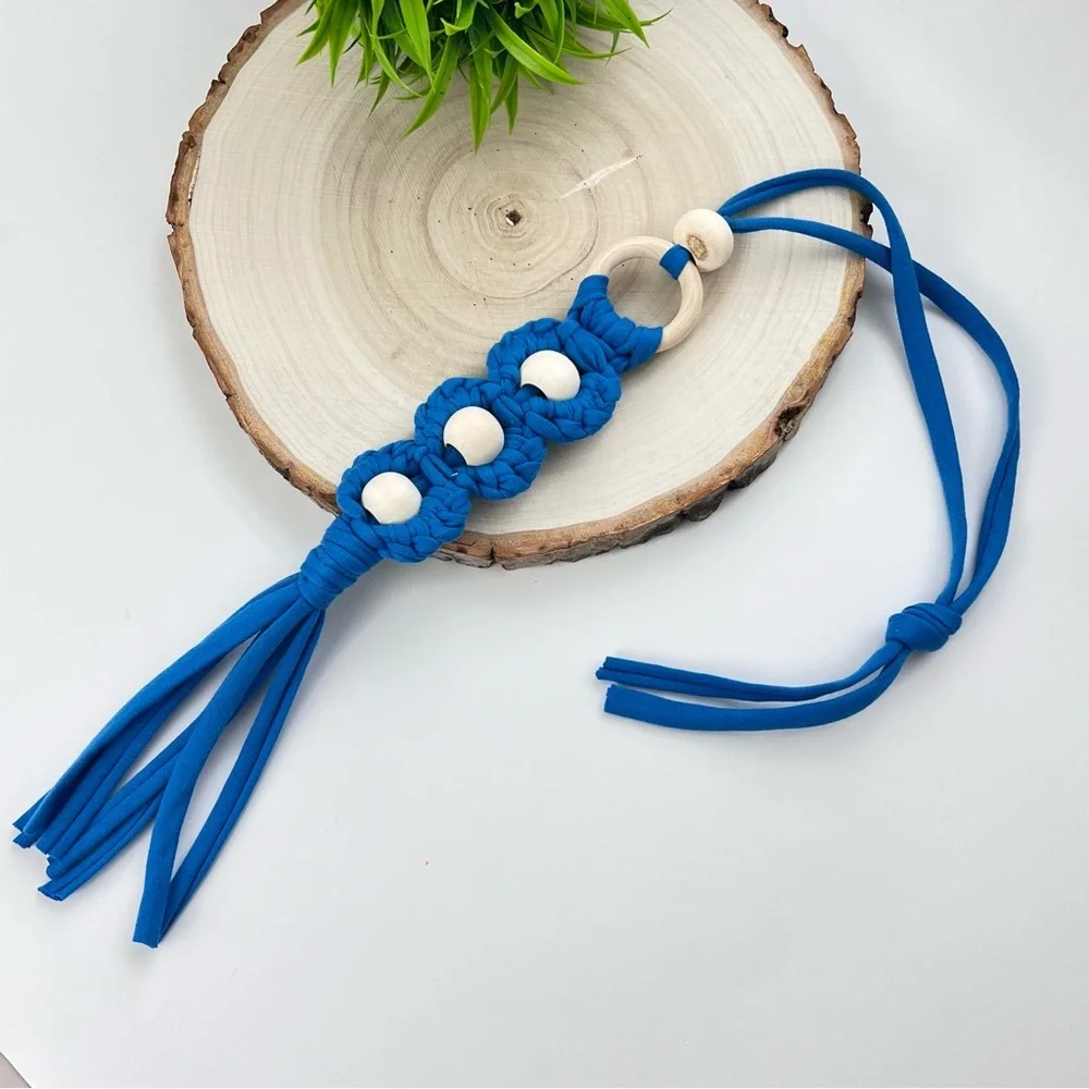 Macrame Handcrafted Floral Beaded Boho Car Charm